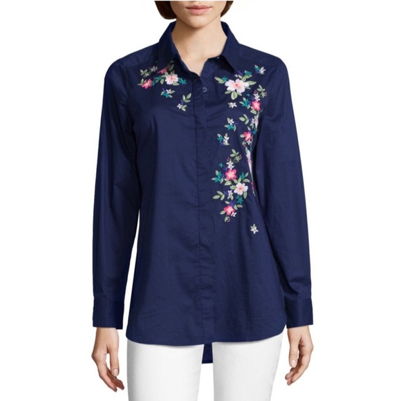 Lizwear Liz Claiborne Button Dot L//S Shirt-PINK-S-NWT
